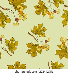 Seeds And Maple Leaves Seamless