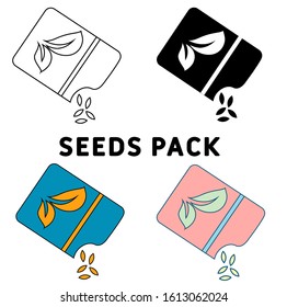 Seeds pack icon. Line, glyph and filled outline colorful version, sunflower seeds pack outline and filled vector sign. Farming symbol, logo illustration. Different style icons set. Vector graphics