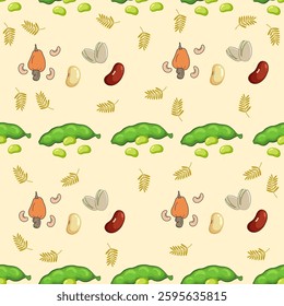 Seeds seamless pattern background. Seeds illustration pattern. Seeds background. Nuts seamless pattern. Perfect for fabrics, textile, wallpaper, and decor. SSTKbackgrounds