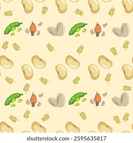 Seeds seamless pattern background. Seeds illustration pattern. Seeds background. Nuts seamless pattern. Perfect for fabrics, textile, wallpaper, and decor. SSTKbackgrounds