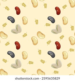 Seeds seamless pattern background. Seeds illustration pattern. Seeds background. Nuts seamless pattern. Perfect for fabrics, textile, wallpaper, and decor. SSTKbackgrounds
