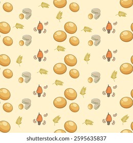 Seeds seamless pattern background. Seeds illustration pattern. Seeds background. Nuts seamless pattern. Perfect for fabrics, textile, wallpaper, and decor. SSTKbackgrounds