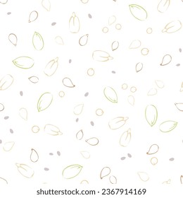 Seeds seamless pattern. Line art vector illustration. Healthy organic food background. 