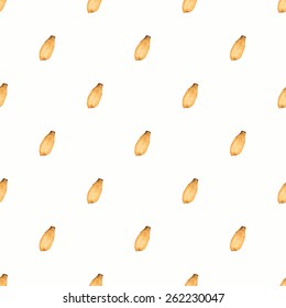 Seeds. Seamless watercolor pattern with cereal on the white background, aquarelle. Vector illustration. Hand-drawn original fruit background. Real watercolor painting.