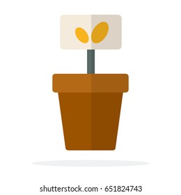 Seeds seeded in a pot vector flat material design isolated on white