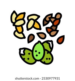 seeds vegan food color icon vector. seeds vegan food sign. isolated symbol illustration