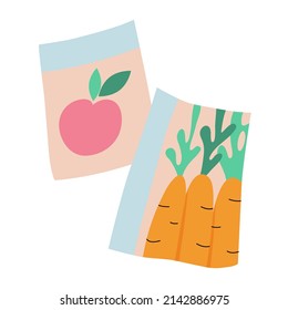 Seeds of vegetables and fruits in bags for seedlings