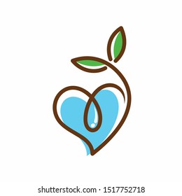 seeds and water logo that formed heart