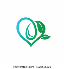 seeds and water logo that formed love concept