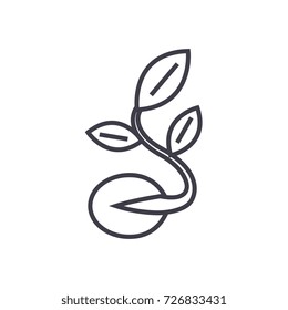 seeds,grow plant vector line icon, sign, illustration on background, editable strokes