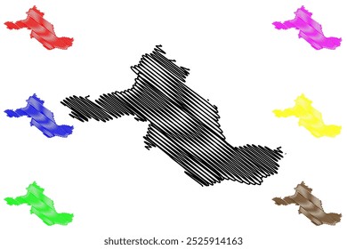 See-Gaster District (Suíça, Confederação Suíça, Cantão de St Gall, St. Gallen ou Sankt Gallen) mapa ilustração vetorial, esboço de rabisco Wahlkreis See-Gaster mapa