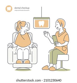 ver un dentista, simple y linda ilustración