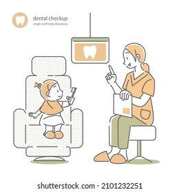 seeing a dentist, simple and cute illustration