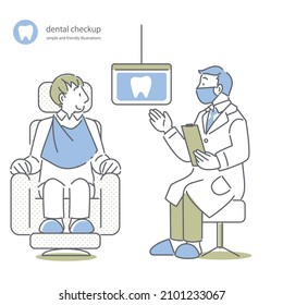 seeing a dentist, simple and cute illustration