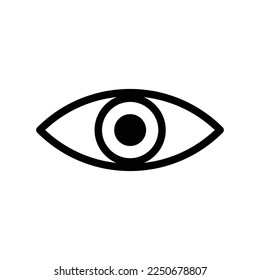 Ver el icono de línea ocular aislado en fondo blanco. Icono delgado plano negro sobre el estilo de contorno moderno. Símbolo lineal y trazo editable. Ilustración vectorial de trazo simple y píxel perfecto
