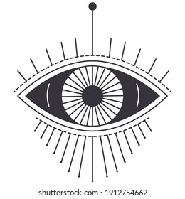 Seeing eye with lines, isolated icon of masonry and witchcraft. Freemason and esoteric signs. Esoteric and occult powers, amulet. Mystic and magical symbol, vector colorless art in flat style