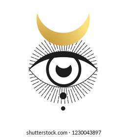 Seeing eye on white background. Vector illustration