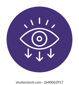 Seeing insights downward flow of knowledge. Icon symbol illustration