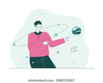 Weltraum im realen Leben durch fortschrittliche Zukunftstechnologie zu sehen, meta-verse Vektorgrafik.