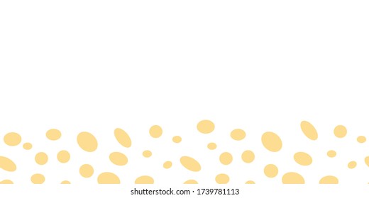 Seeing spots border, Misshappen yellow spots on white background, seamless vector repeat pattern