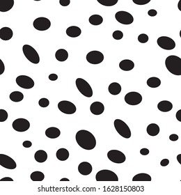 Seeing spots, Misshappen black spots on white background, seamless vecttor repeat pattern svg