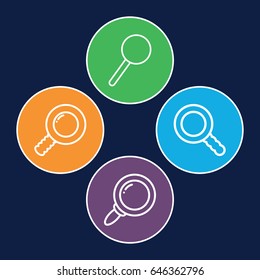 Seek icons set. set of 4 seek outline icons such as magnifier