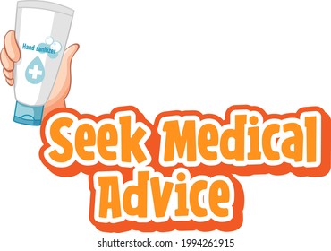 Seek Medical Advice font in cartoon style isolated on white background  illustration