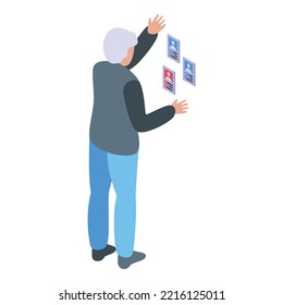 Seek online work icon isometric vector. Job search. Company agency