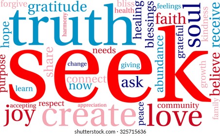 Seek word cloud on a white background. 