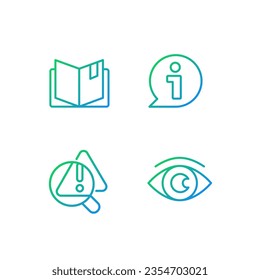 Seeking for answers pixel perfect gradient linear vector icons set. Problem identification. Information and data. Thin line contour symbol designs bundle. Isolated outline illustrations collection