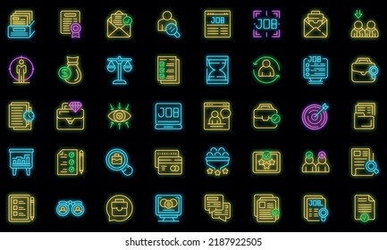 Seeking Job Icons Set Outline Vector. Covid Employment Job. Bad Business Lost