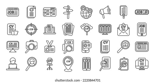 Seeking Job Icons Set Outline Vector. Covid Job. Lost Bad