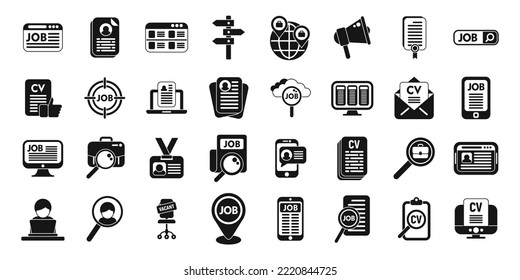 Seeking Job Icons Set Simple Vector. Covid Job. Lost Bad