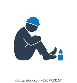 Seeking Warmth In Darkness Icon Isolated On White Background