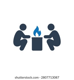 Seeking Warmth Together Concept Icon Isolated On White Background