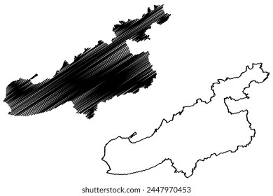 Seeland District (Switzerland, Swiss Confederation, Canton of Bern or Berne) map vector illustration, scribble sketch Verwaltungskreis Seeland map