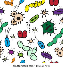 Seemless pattern of colourful bacterial doodles