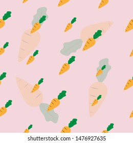 Seemless pattern of kawaii carrot for paper business, fabric or background and wallpaper artwork. Vector design.