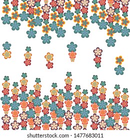 Seemless pattern of kawaii flowers for paper business, fabric or background and wallpaper artwork. Vector design.