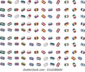 Seemless Pattern made from Flags of European Countries. France Italy Hungary Spain Belgium Germany Switzerland Turkey Austria Greece