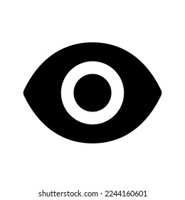 Seen black glyph ui icon. Recently viewed. Wide opened eye. Reading status. User interface design. Silhouette symbol on white space. Solid pictogram for web, mobile. Isolated vector illustration