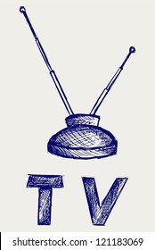 Seen on TV icon. Doodle style