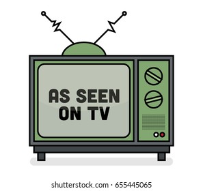 As seen on TV illustration with television aerial. Vintage Television design