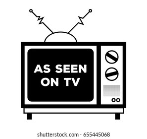As seen on TV illustration with television aerial. Vintage Television design
