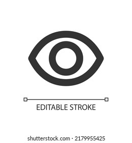 Seen pixel perfect linear ui icon. Recently viewed. Wide opened eye. Reading status. GUI, UX design. Outline isolated user interface element for app and web. Editable stroke. Arial font used