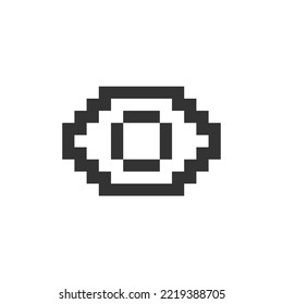 Seen pixelated ui icon. Recently viewed page. Wide opened eye. Reading status. Editable 8bit graphic element. Outline isolated vector user interface image for web, mobile app. Retro style