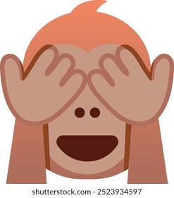 Ícone de macaco emoji. Cores modernas, elemento popular que simboliza inocência e sigilo, comumente usadas nas mídias sociais. Emoticon, elemento isolado.