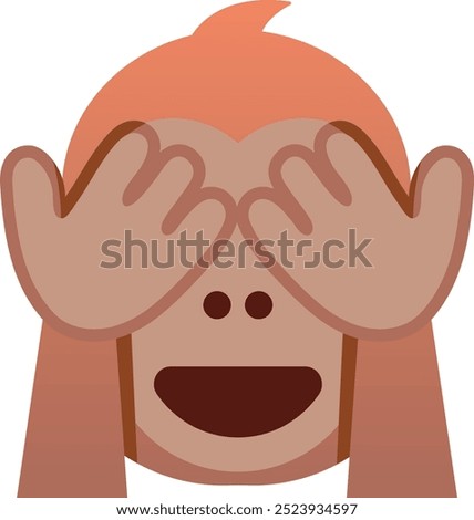 See-no-evil monkey emoji icon. Trendy colors, popular element symbolizing innocence and secrecy, commonly used in social media. Emoticon, isolated element.