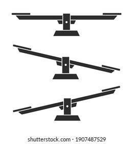Seesaw balancer silhouette. Black recreational wooden amusement kindergarten park retro swing and outdoor bouncing fun game for two happy park and playground recreation fun. Vector playground.