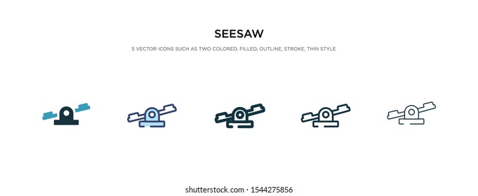 seesaw icon in different style vector illustration. two colored and black seesaw vector icons designed in filled, outline, line and stroke style can be used for web, mobile, ui